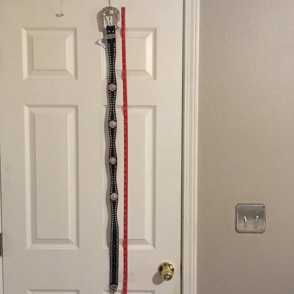 Black leather Bling belt